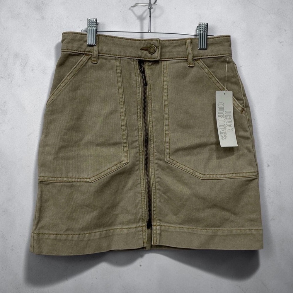 NWT Urban Outfitters🖤 BDG Khaki Zip Front Mini Skirt XS Gorpcore Utility Safari